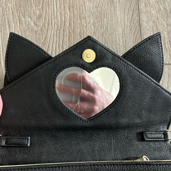 Betsey Johnson Animal Print Purse & Wallet Black Two Strap Bag Cat Lady Leopard - Picture 11 of 16